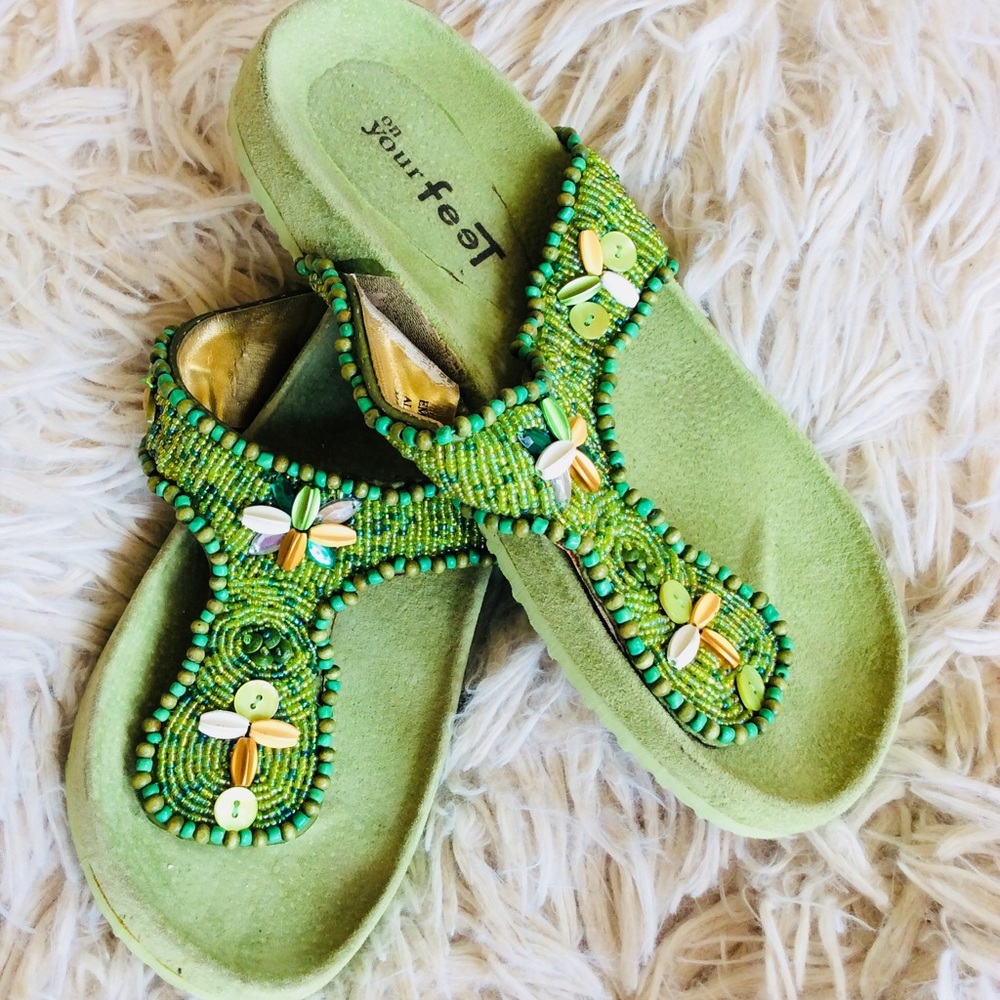 Sandals womens 7 On Your Feet beaded